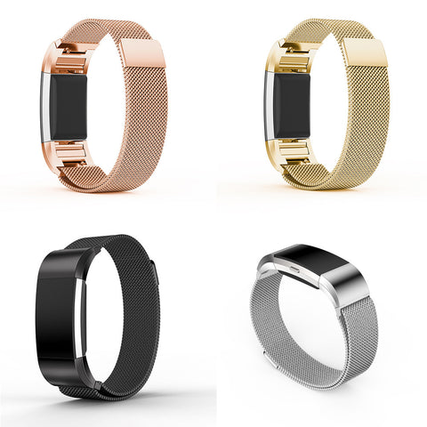 Magnetic Milanese Loop Stainless wristband Smartwatch For Fitbit Charge 2